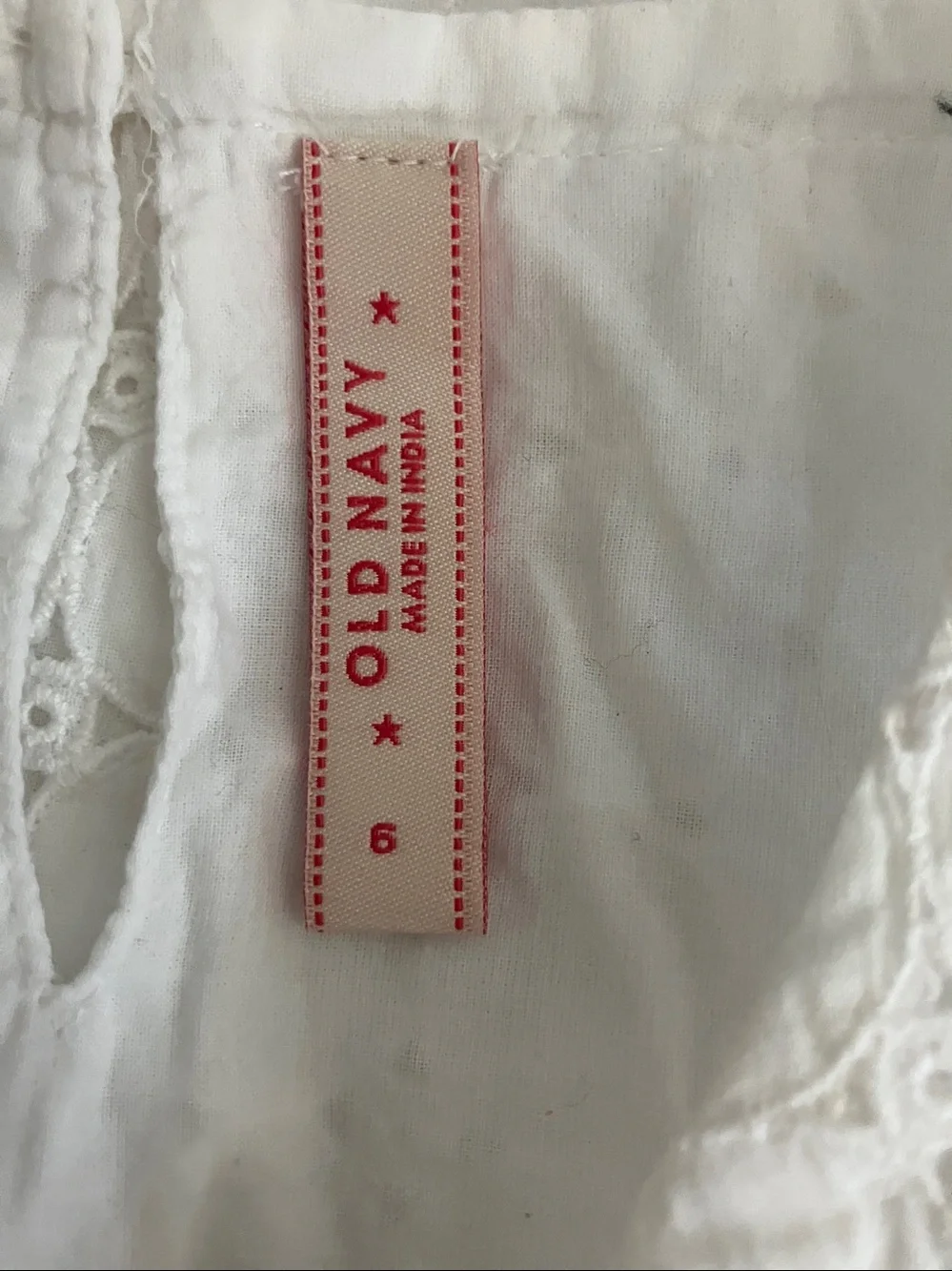 OLD NAVY Girls Sleeveless Eyelet Cotton White Shirt Dress | 6